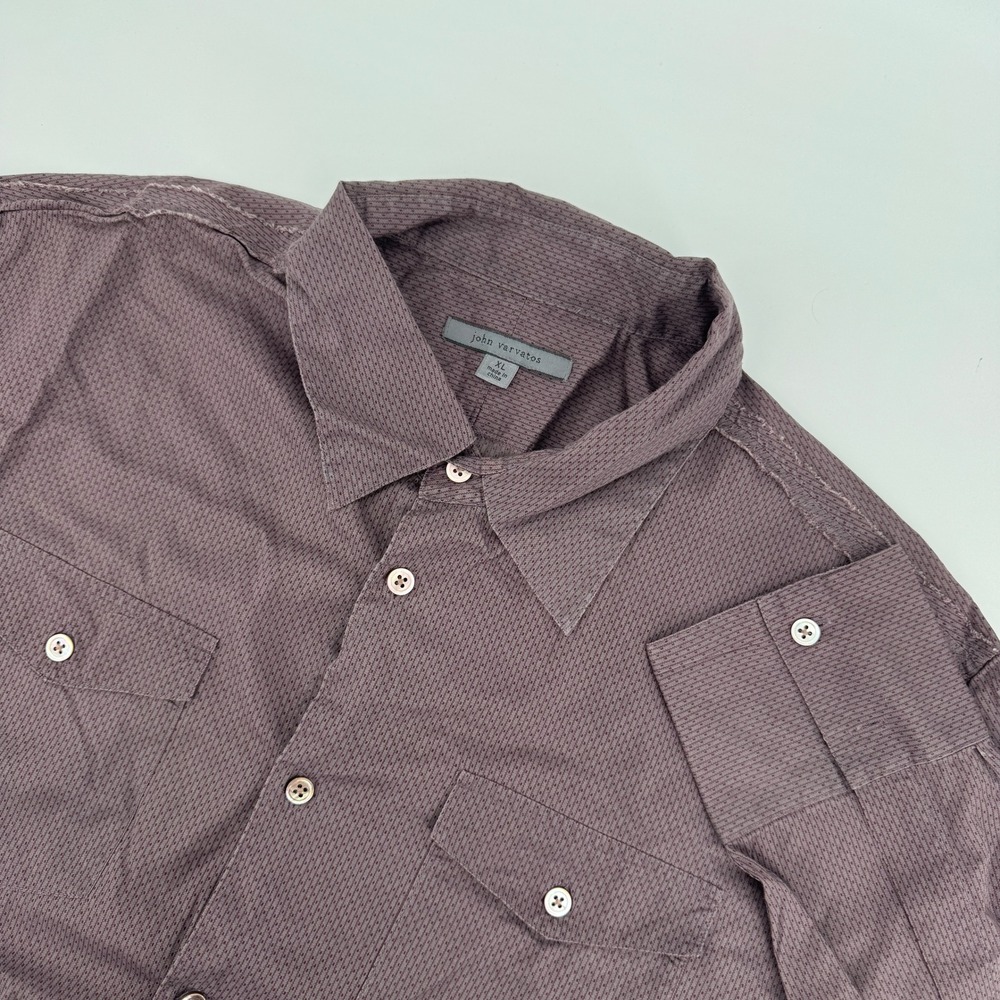 John Varvatos Shirt XL Button Down Long Sleeve Purple Patterned Casual Menswear